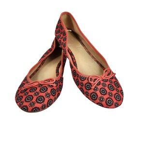 Old Navy Womens Coral AOP Print Ballet Flats Size 9 Textile Upper Slip On Shoes